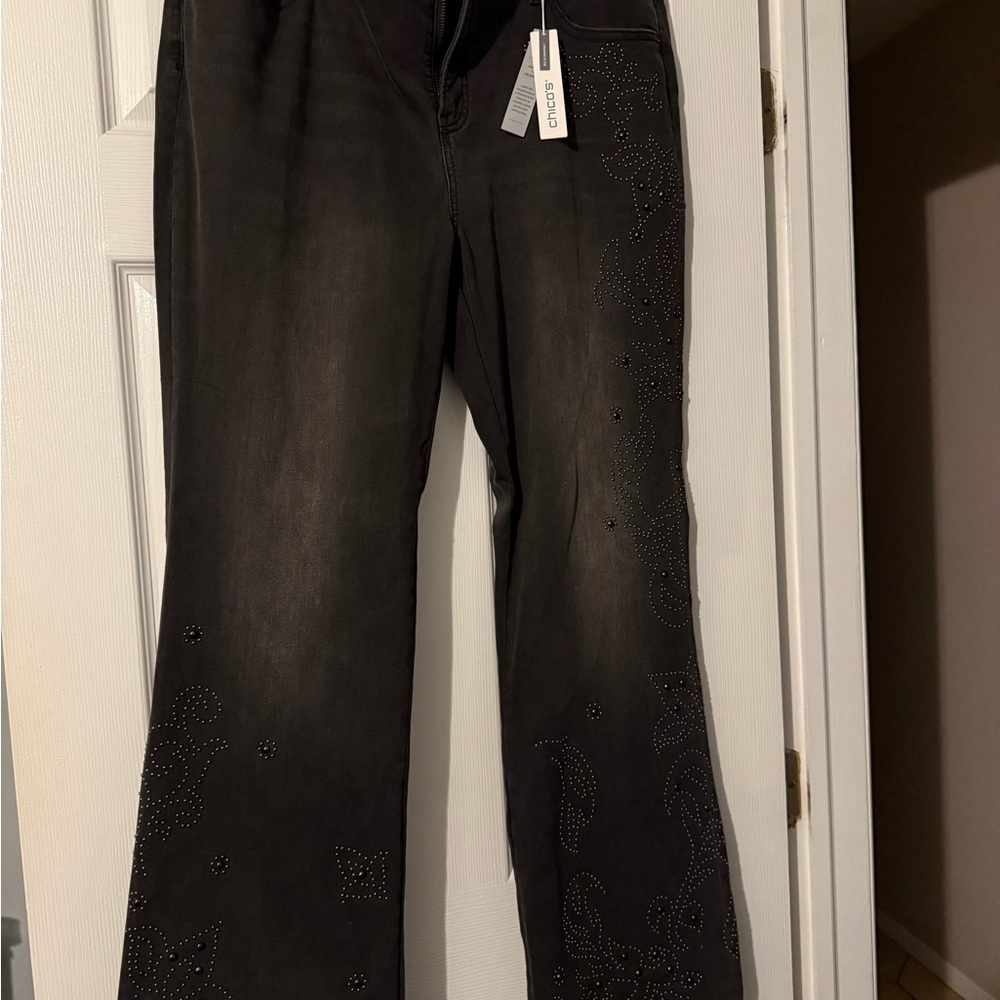 Chico’s Women's Black Embellished Jeans